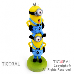 ADORNO MINIONS DE CABEZA DOBLE A. PORCELANA FRIA x 1